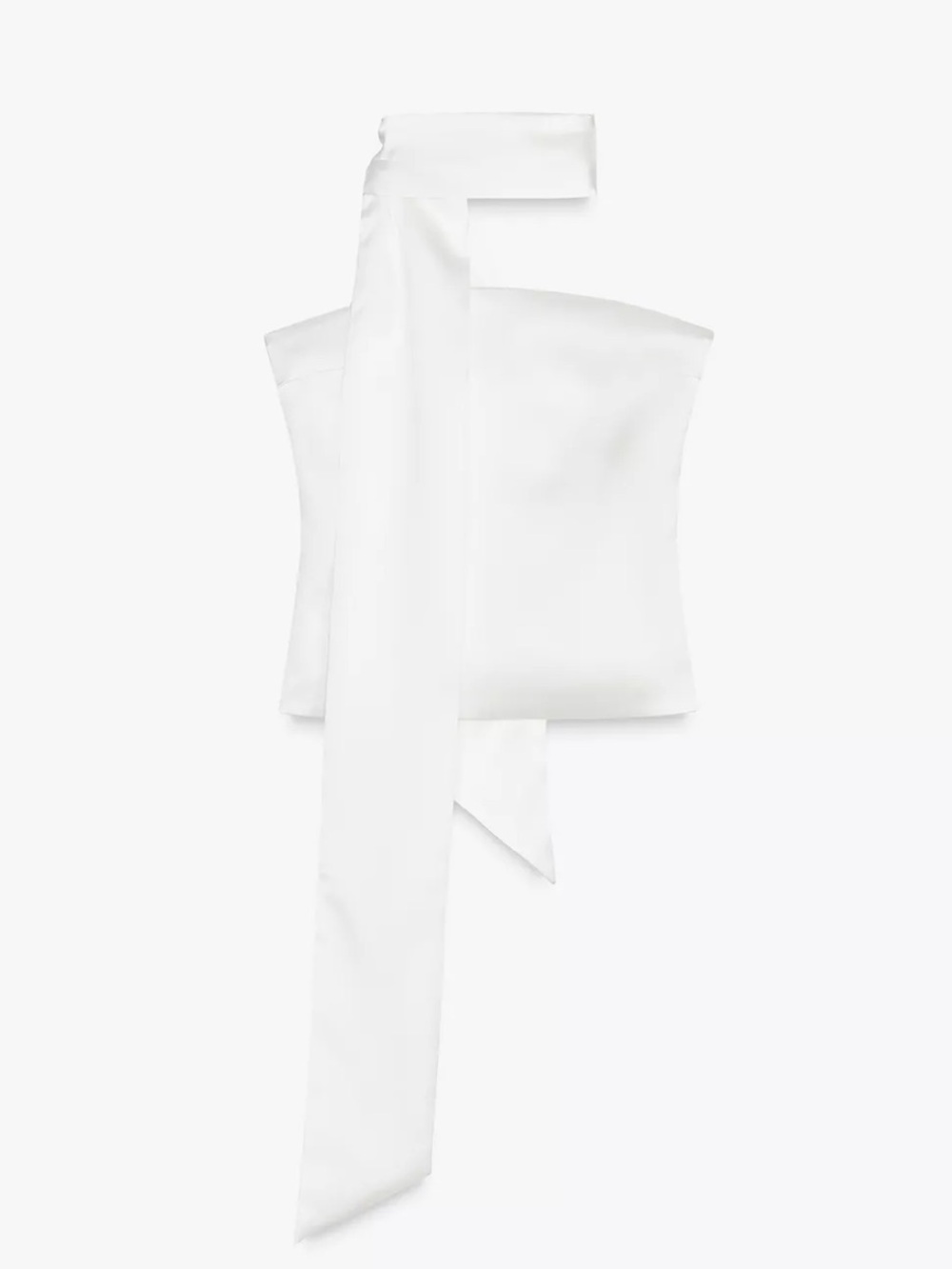 Zara White One-Shoulder Tie-Detail Tank Top